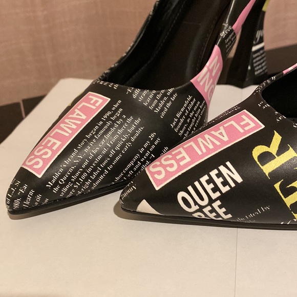 Steve Madden Boss Babe Newspaper Print Heels - Picture 2 of 5